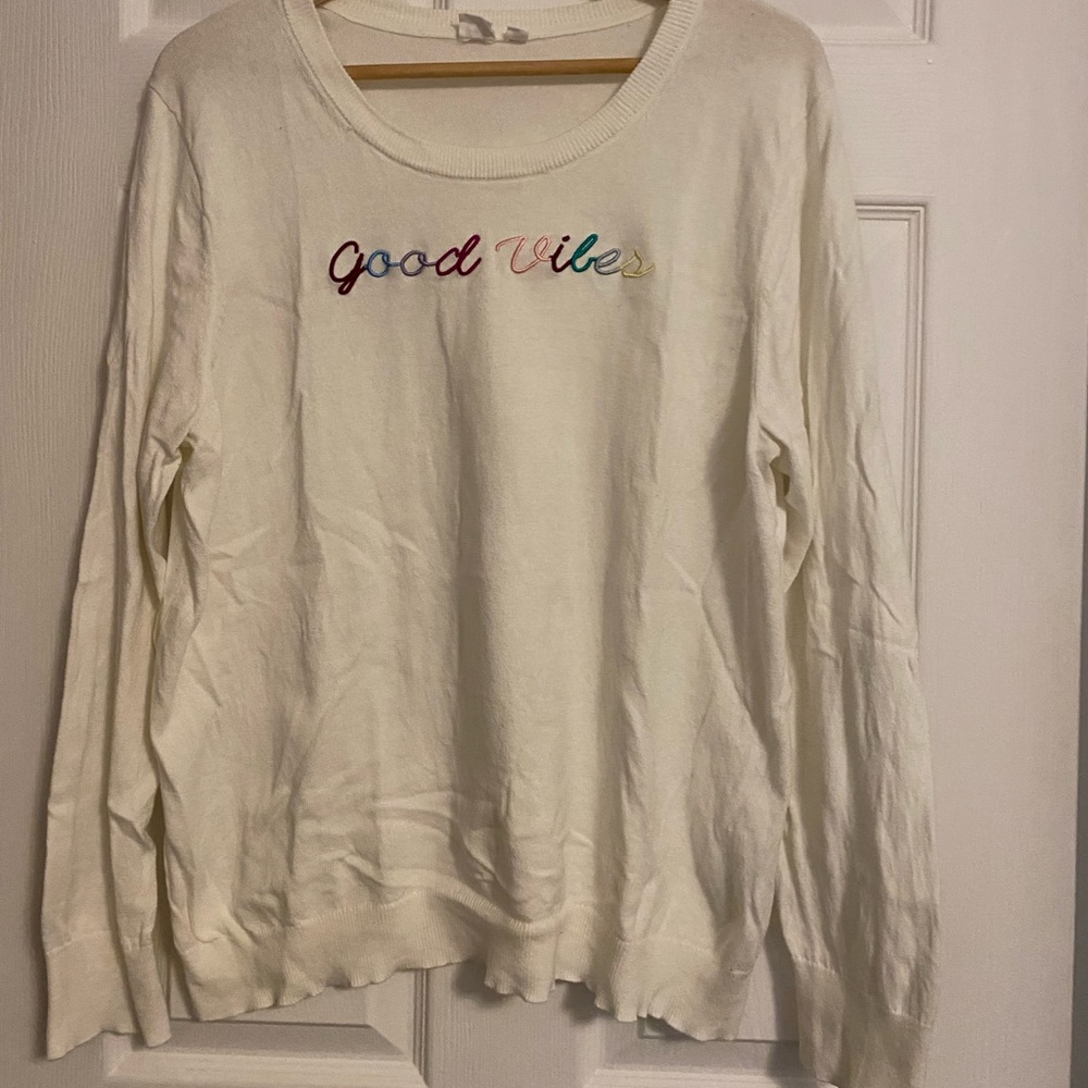 GAP off white Good Vibes sweater